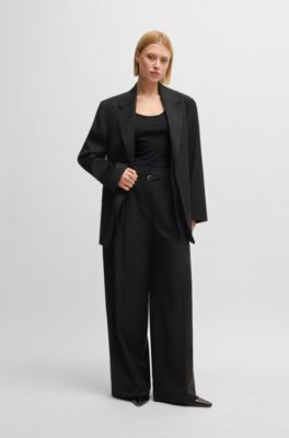 Relaxed-fit trousers in virgin wool, Black