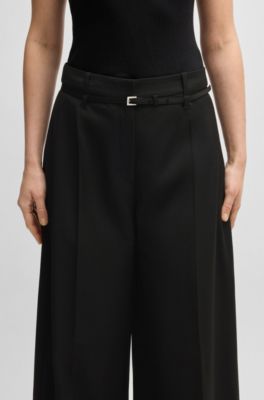 Relaxed-fit trousers in virgin wool, Black