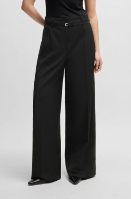 Relaxed-fit trousers in virgin wool, Black