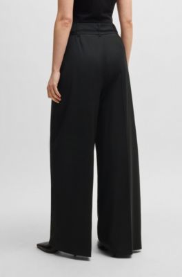 Relaxed-fit trousers in virgin wool, Black