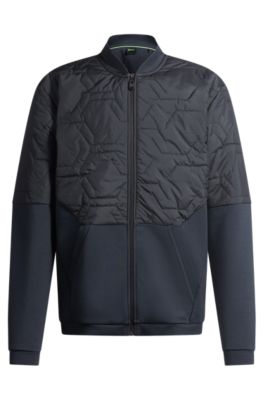 HUGO BOSS｜ (Sweatshirt (50506119-001)) BOSS - Stretch-cotton sweatshirt with sandwich logo - Dark Blue