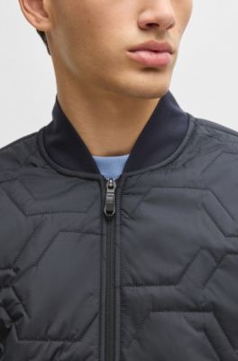 Hybrid sweatshirt with quilted upper body and mesh lining, Dark Blue