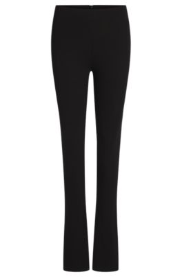 Pantalones acampanados de algod&oacute;n el&aacute;stico, Negro