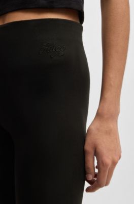 Pantalones acampanados de algod&oacute;n el&aacute;stico, Negro