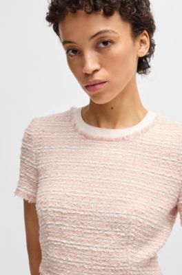 Tweed dress with stretch-cotton trims, Pink
