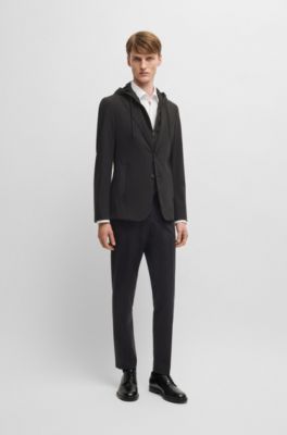 Slim-fit jacket with removable hooded inner, Black