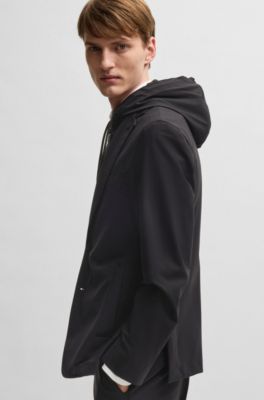 BOSS - Slim-fit jacket with removable hooded inner - Black