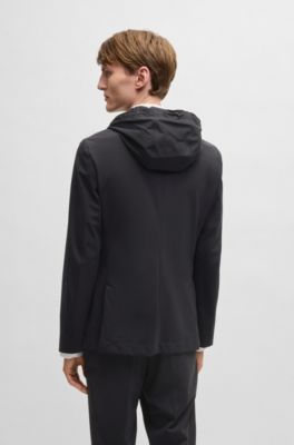 Slim-fit jacket with removable hooded inner, Black