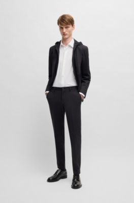 Slim-fit trousers in performance-stretch jersey, Black