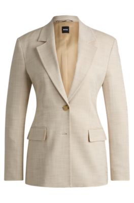 Tailored jacket in melange stretch fabric, Light Beige
