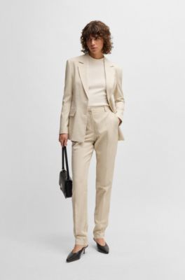 Tailored jacket in melange stretch fabric, Light Beige