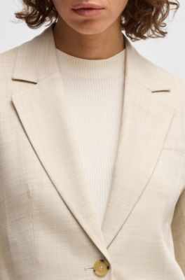 Tailored jacket in melange stretch fabric, Light Beige