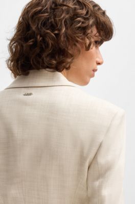 Tailored jacket in melange stretch fabric, Light Beige