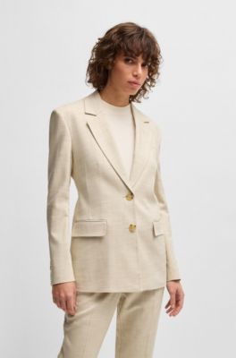 Tailored jacket in melange stretch fabric, Light Beige