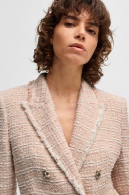 Blazer slim fit de tweed veraniego, Pink