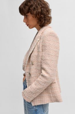 Blazer slim fit de tweed veraniego, Pink
