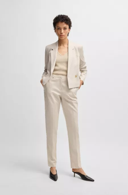 Relaxed-fit trousers in melange stretch fabric