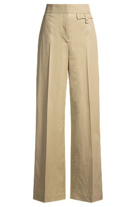 Pantalon Regular taille haute en coton stretch aéré