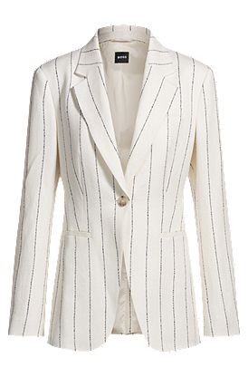 Veste de tailleur Slim en maille bouclette de lin mélangé à rayures