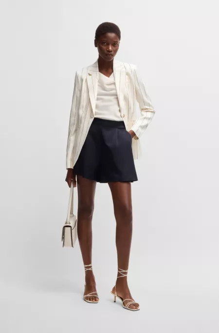 Slim-fit suit jacket in striped linen-blend bouclé