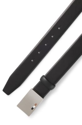 Cintur&oacute;n de piel italiana con hebilla con placa, Negro