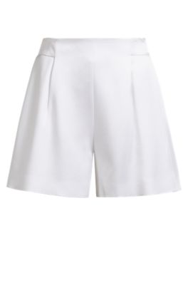 BOSS - Relaxed-fit shorts with front pleats - White