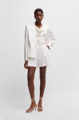 Relaxed-fit shorts with front pleats, White
