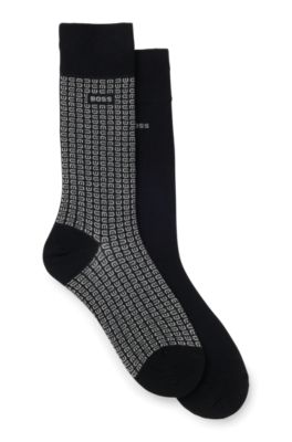 Two-pack of regular-length socks in cotton blend, Black