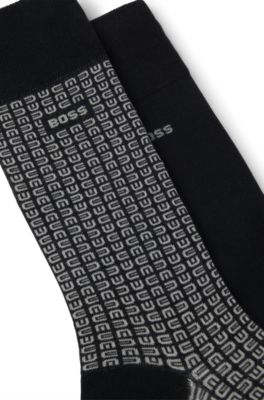 Two-pack of regular-length socks in cotton blend, Black