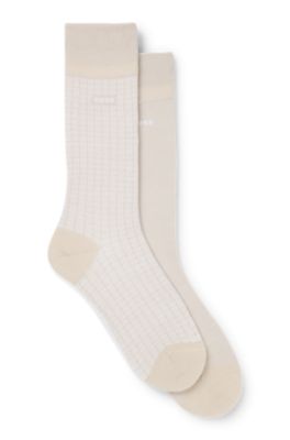 Two-pack of regular-length socks in cotton blend, Light Beige