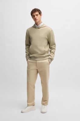 Sudadera con capucha de algod&oacute;n con estructura a rayas, Beige claro