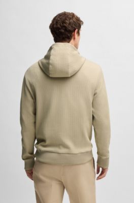 Sudadera con capucha de algod&oacute;n con estructura a rayas, Beige claro