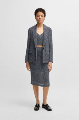 Relaxed-fit blazer in two-tone crochet tweed, Blue
