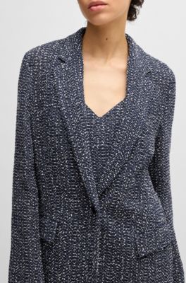 Relaxed-fit blazer in two-tone crochet tweed, Blue