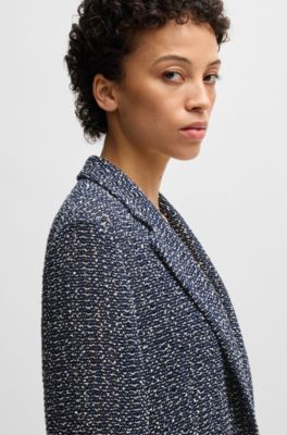 Relaxed-fit blazer in two-tone crochet tweed, Blue