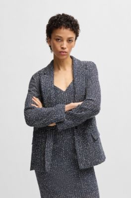 Relaxed-fit blazer in two-tone crochet tweed, Blue