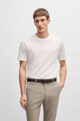 T-shirt Regular en lin et coton, Blanc