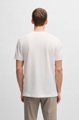 Regular-fit T-shirt in cotton and linen, White