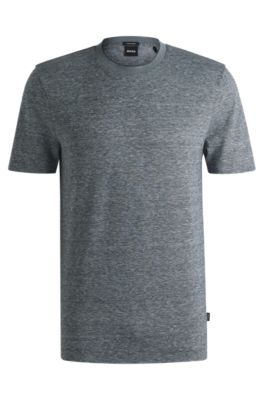 Regular-fit T-shirt in cotton and linen, Grey