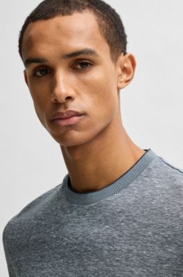 Regular-fit T-shirt in cotton and linen, Grey