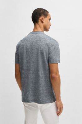 Regular-fit T-shirt in cotton and linen, Grey