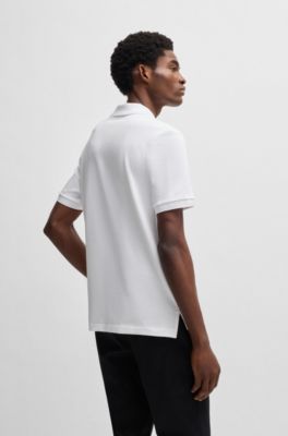Polo shirt with seersucker structure, White