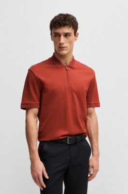 Polo de algod&oacute;n con estructura de sirsaca, Naranja oscuro