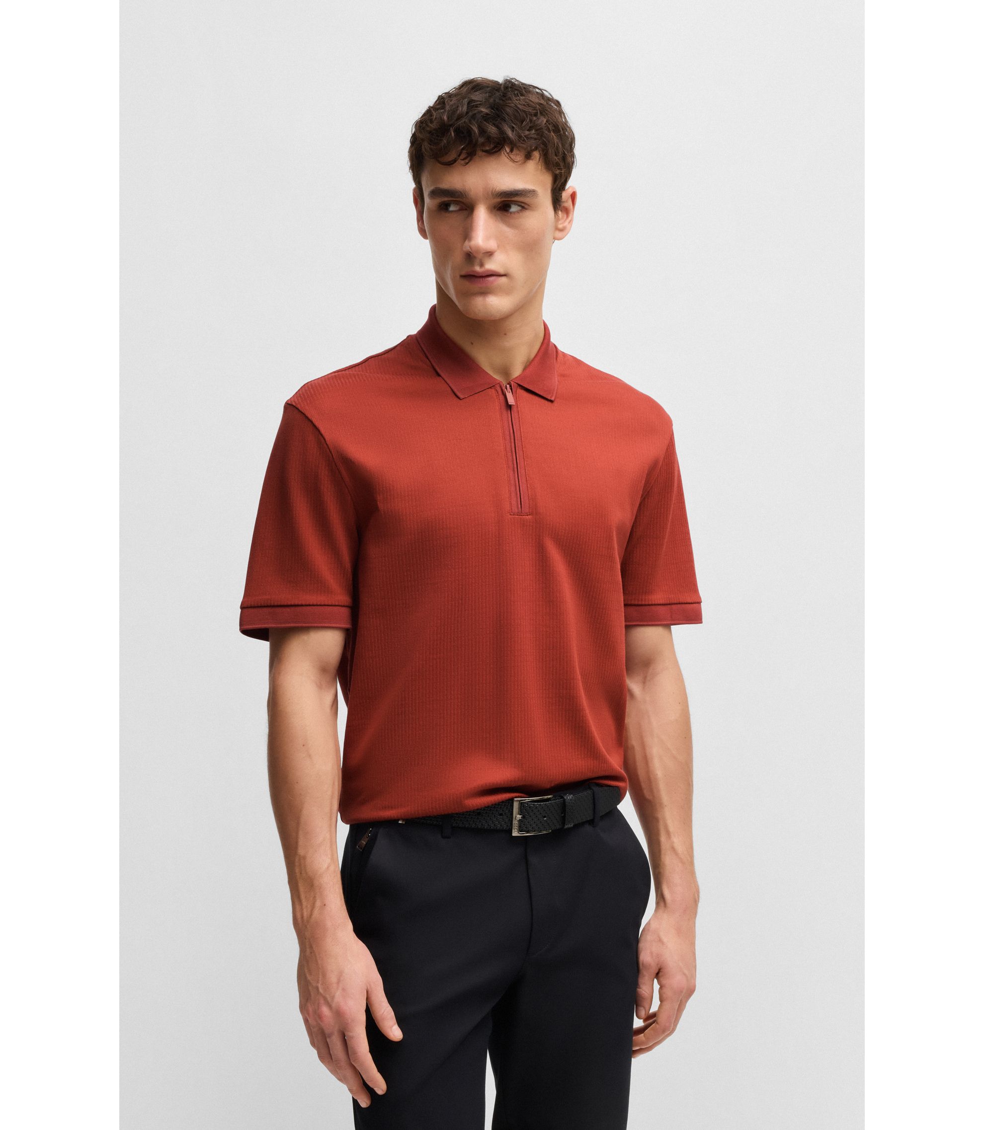 BOSS ポロ シャツ L BOSS - Cotton-blend polo shirt with contrast details - Dark