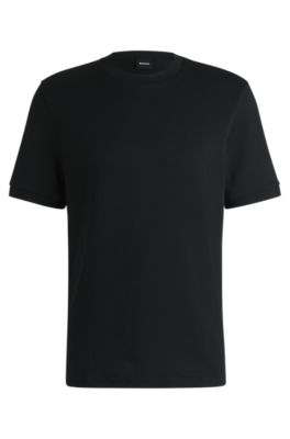 BOSS - Regular-fit T-shirt in seersucker fabric - Black