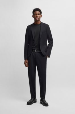 Regular-fit T-shirt in seersucker fabric, Black