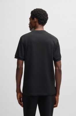 Regular-fit T-shirt in seersucker fabric, Black