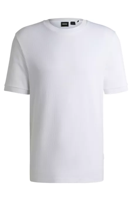Regular-fit T-shirt in seersucker fabric