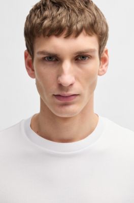 Regular-fit T-shirt in seersucker fabric, White