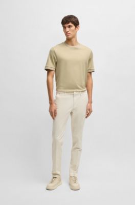 Regular-fit T-shirt in seersucker fabric, Light Beige